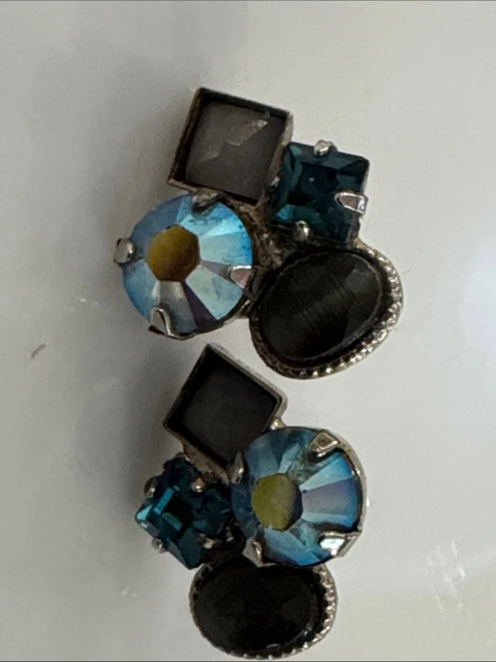 Like new Sorelli crystal and stone blue black silver earrings - Women Jewelry